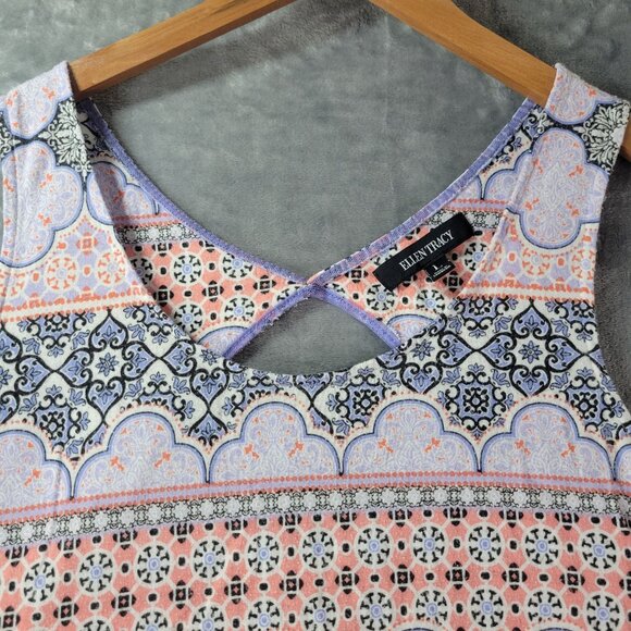 Ellen Tracy Womens Sleepwear Tank Top L Multicolor Geometric‎ Lounge Pajama - Picture 6 of 9